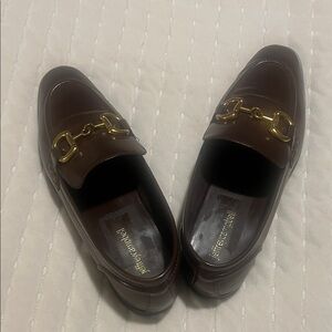 Jeffrey Campbell Dark Brown leather Loafers with Gold Accents